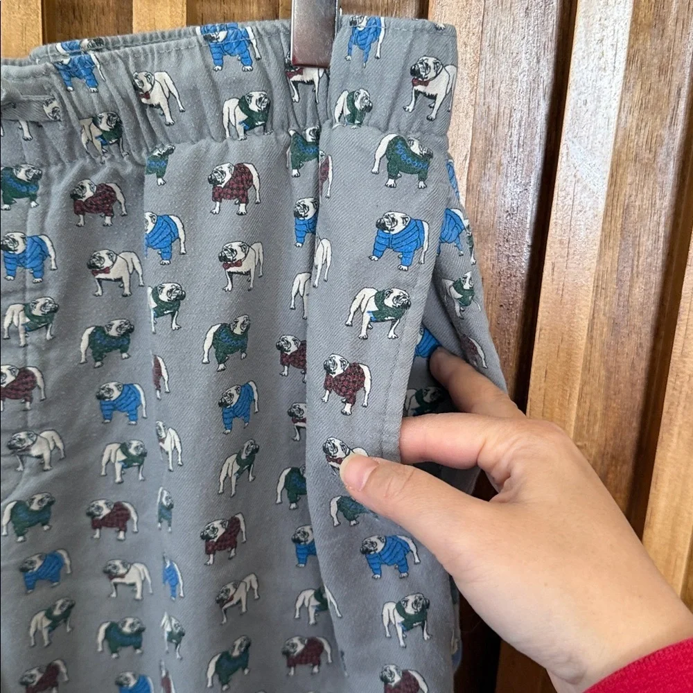 Classic Banana Republic 100% cotton Pug Dog Print High Waisted PJ Pants. L